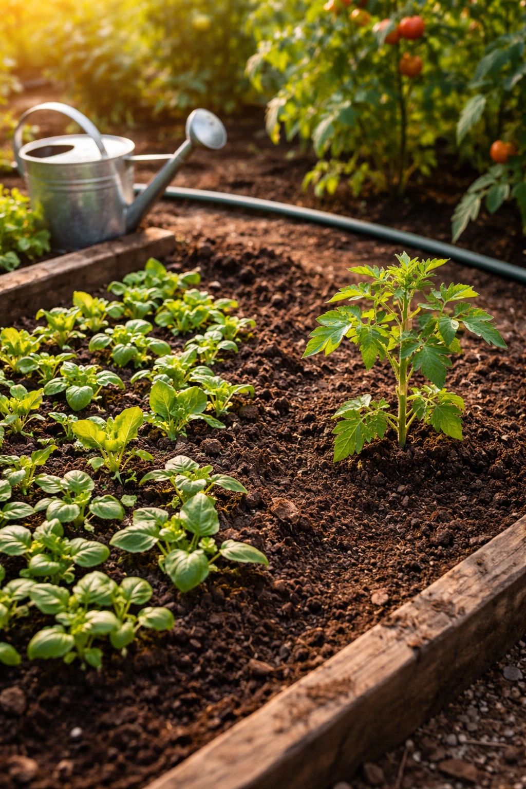 Crowded seedlings in an August garden illustrating a common planting mistake