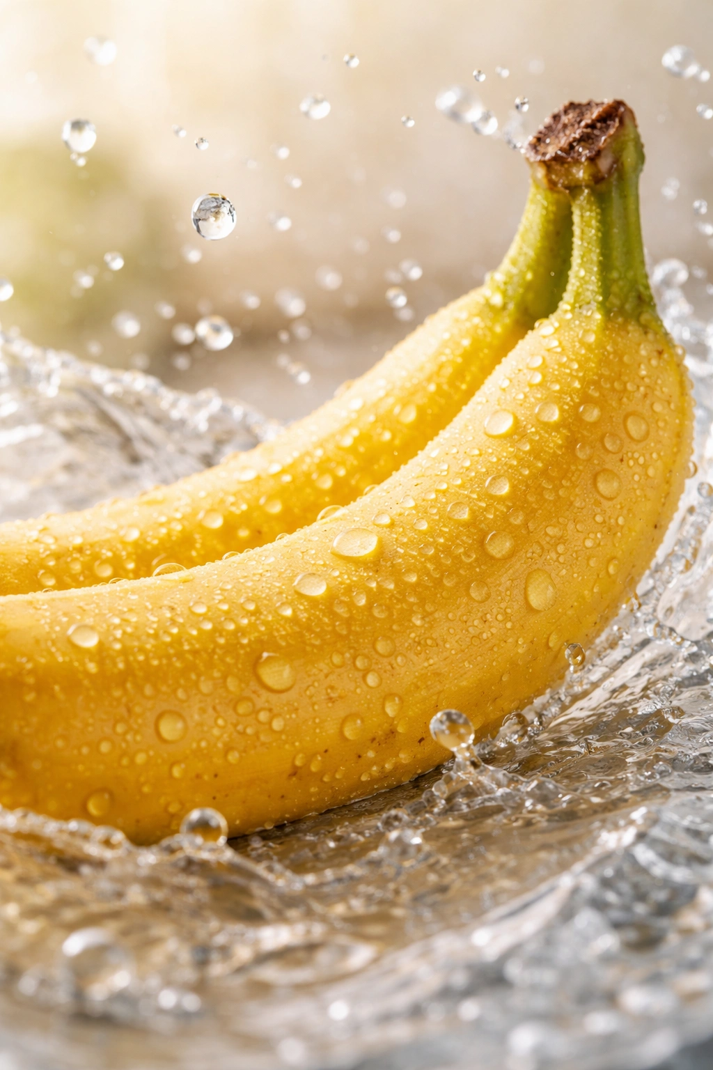 Banana with a dewy surface implying hydration and electrolyte balance