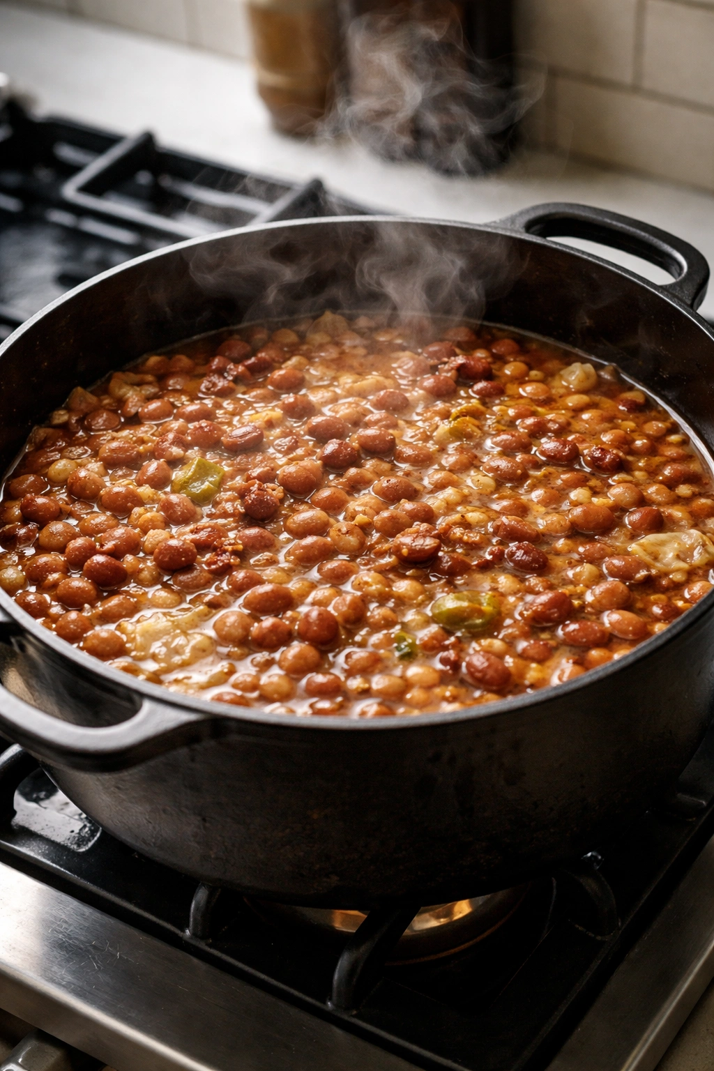 Pot of beans with uneven texture to illustrate common cooking mistakes