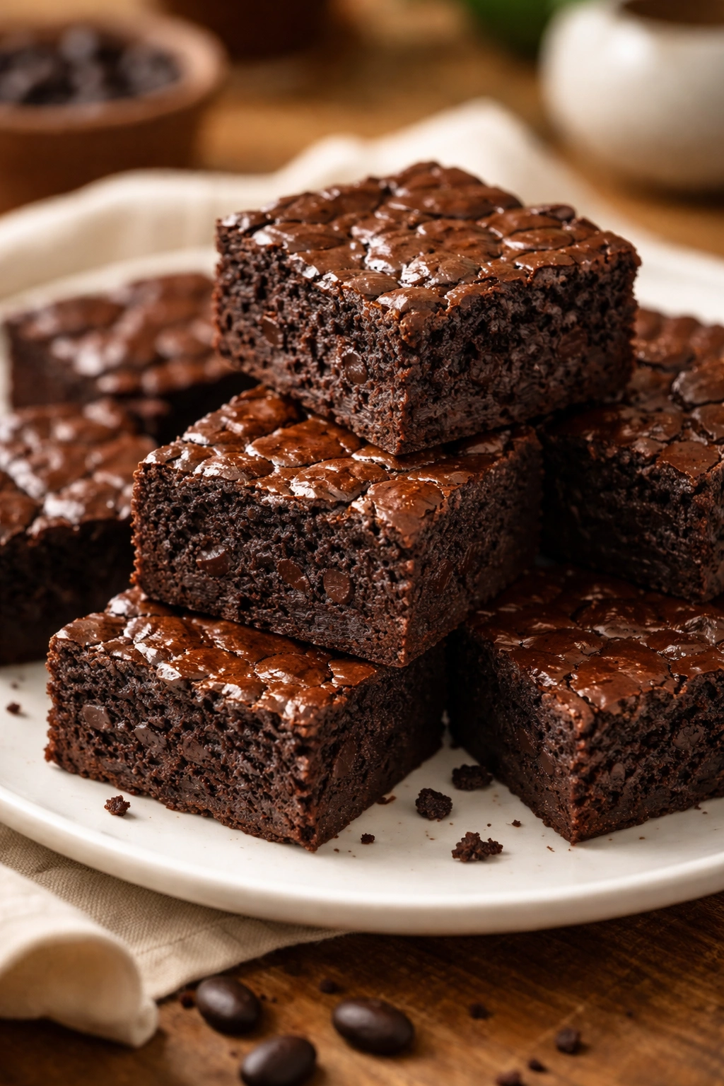 Fudgy black bean brownies on a plate
