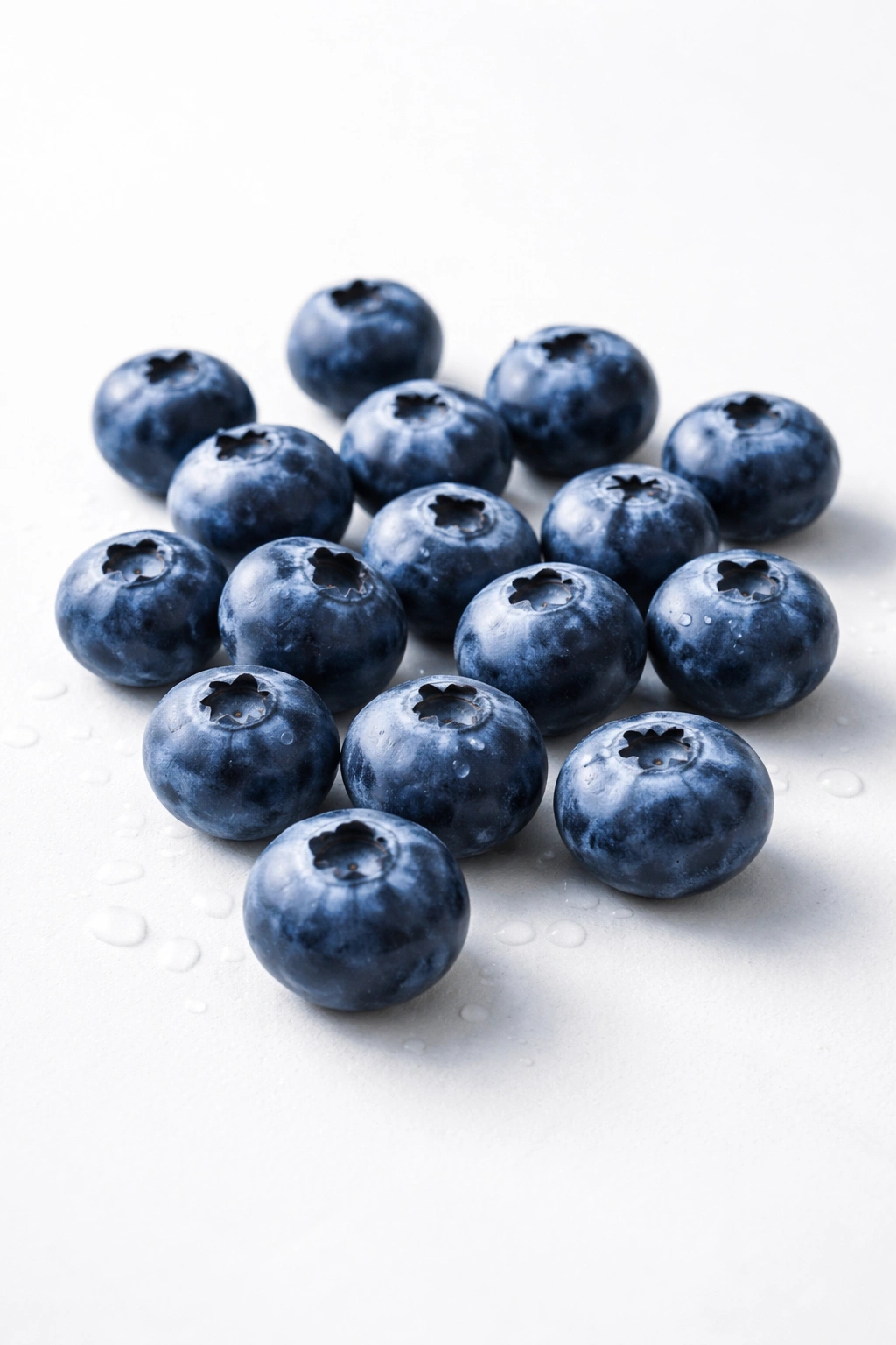 Blueberries arranged neatly on a plain surface to suggest moderation