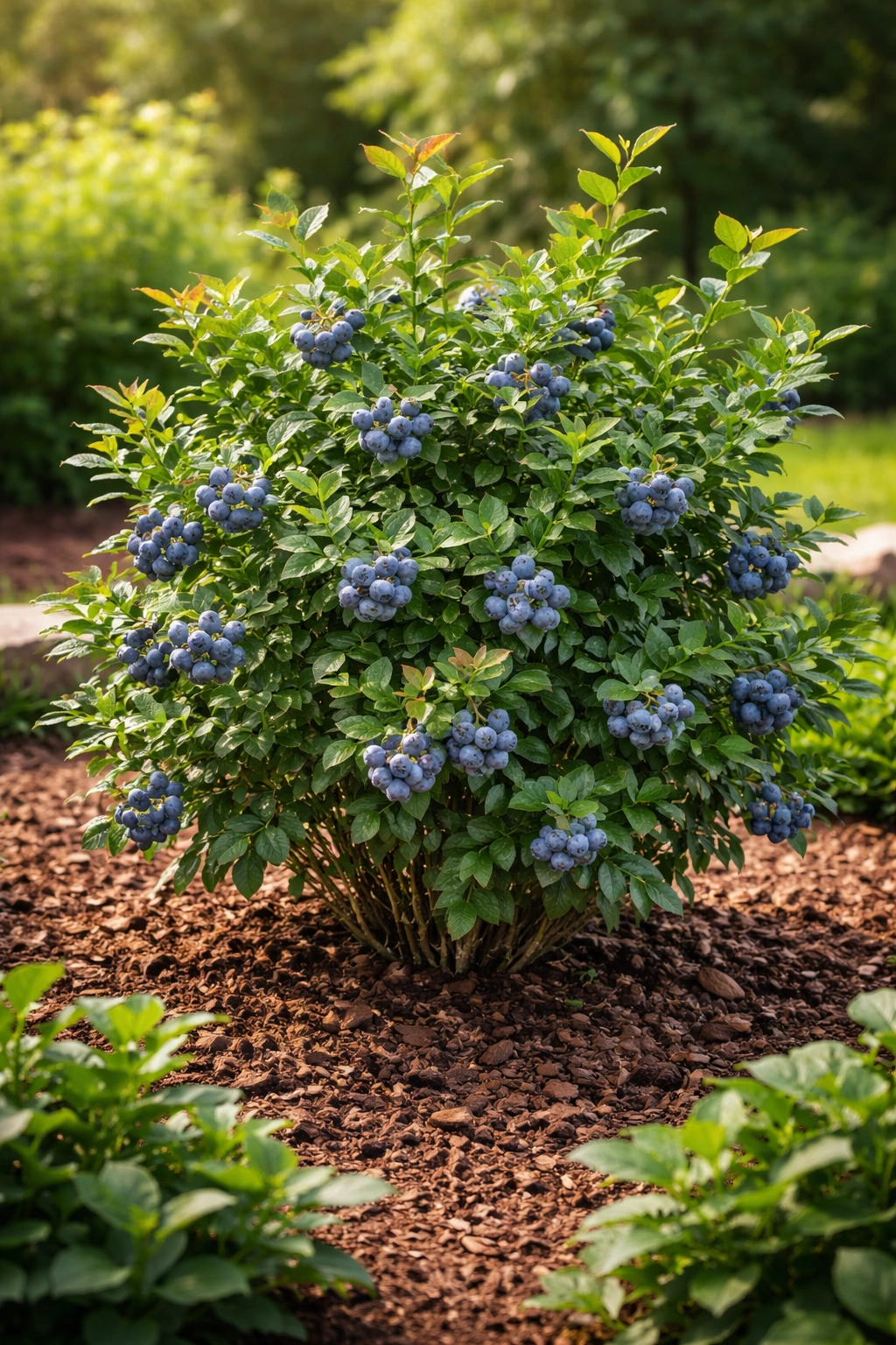 Healthy blueberry shrub illustrating vigorous growth