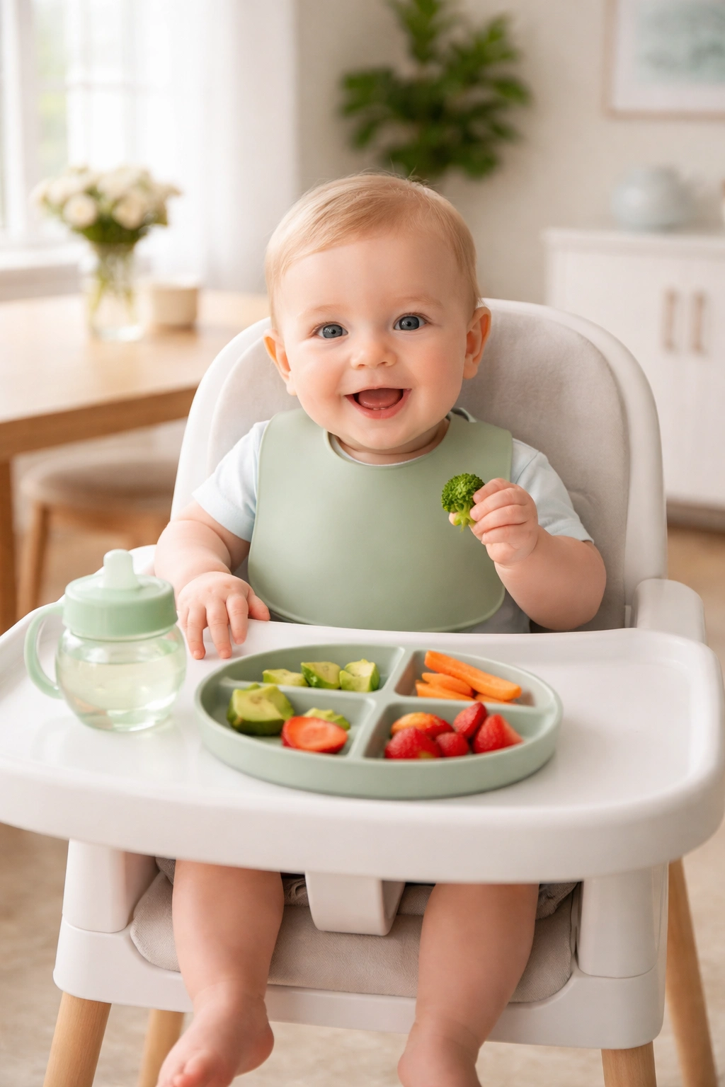 BLW safe mealtime environment with upright seating and minimal distractions