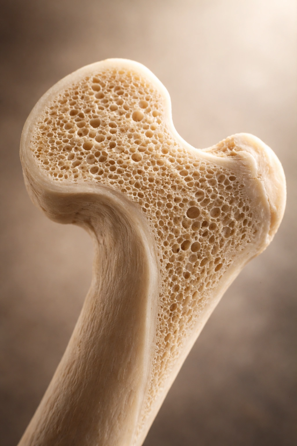 Photorealistic close-up of bone with textured surface