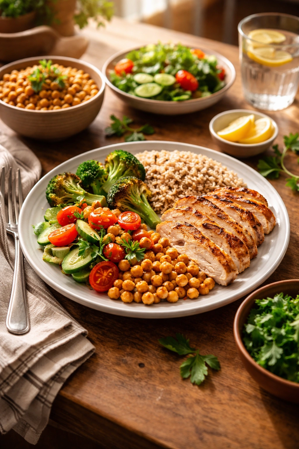 Plate with affordable, balanced ingredients illustrating budget-friendly dinners