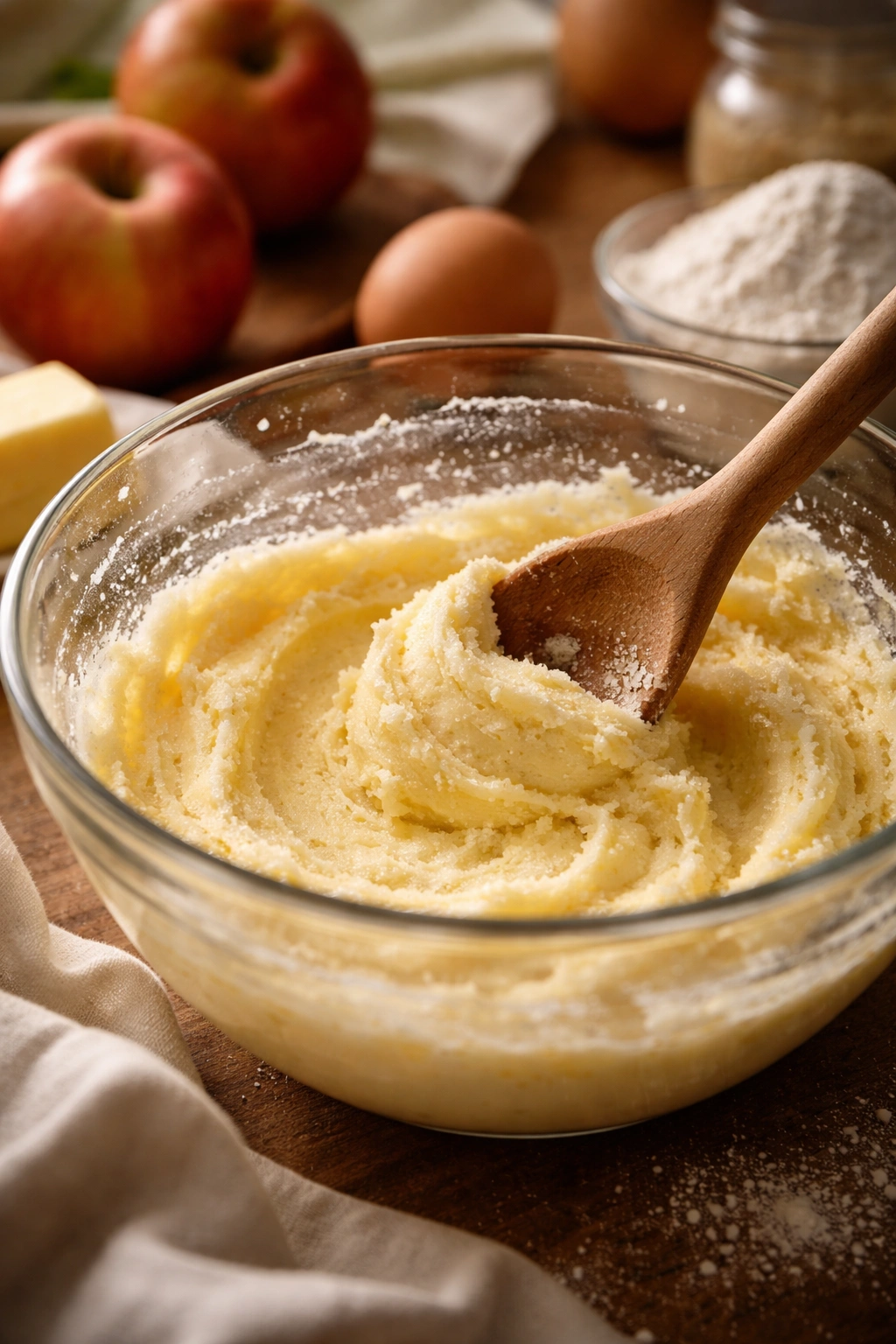 Creamed butter and sugar ready for batter in a bowl