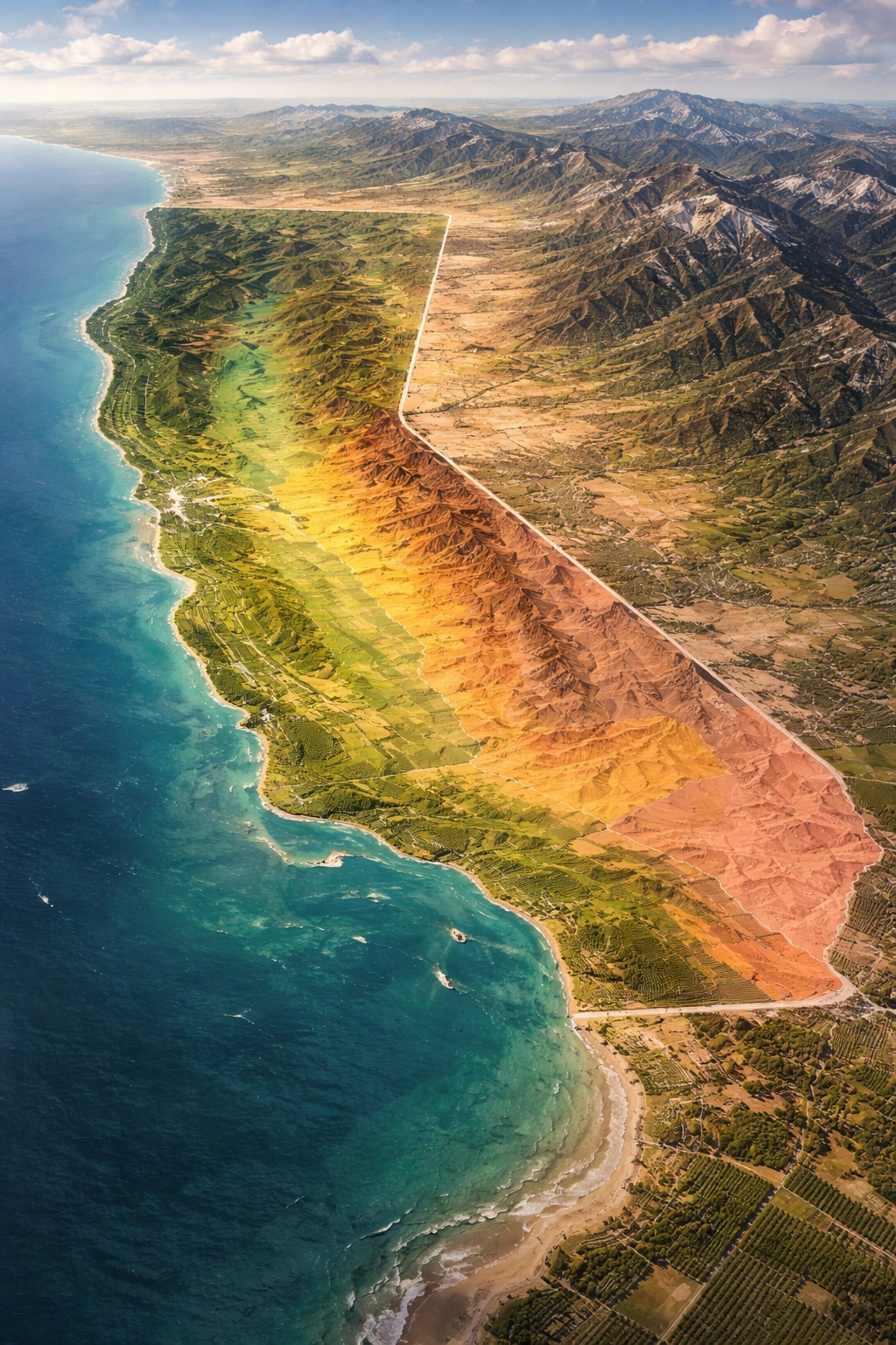 Color-coded California climate zones map without text