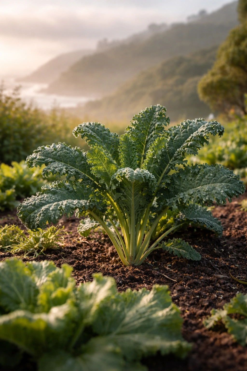 Kale plant in a coastal California winter garden