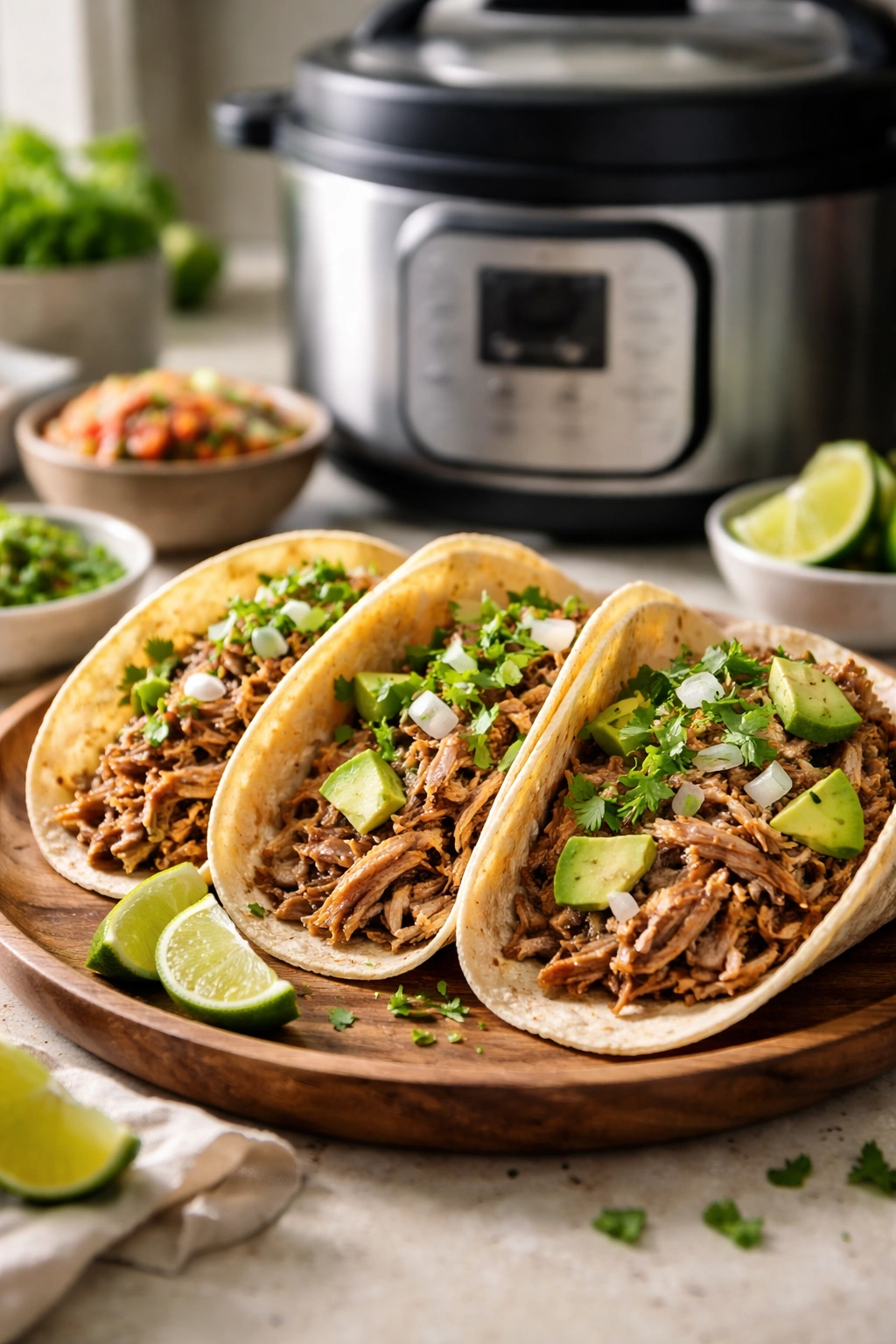 Tender carnitas in tortillas