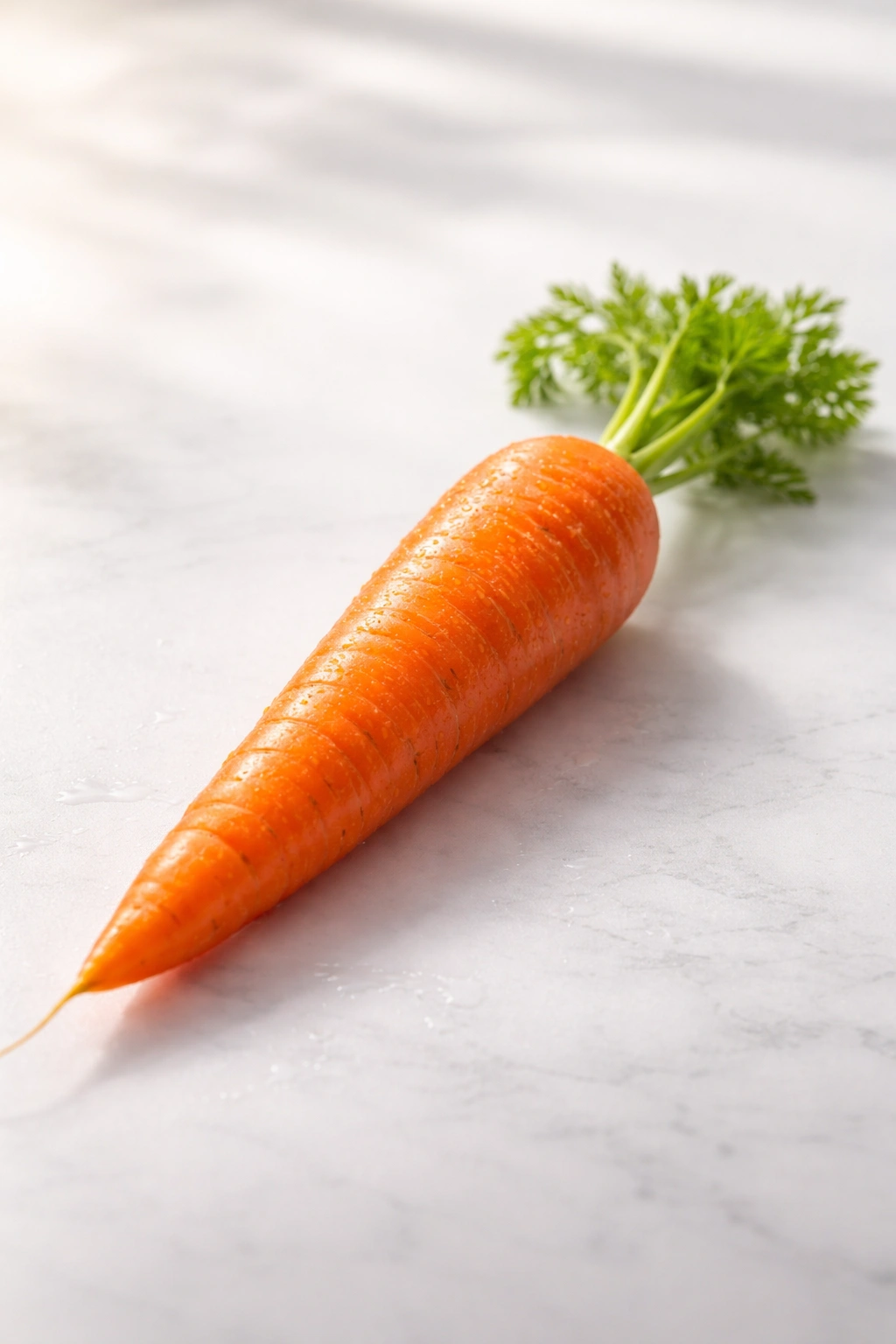 Carrot on clean surface highlighting fiber and fullness for fitness