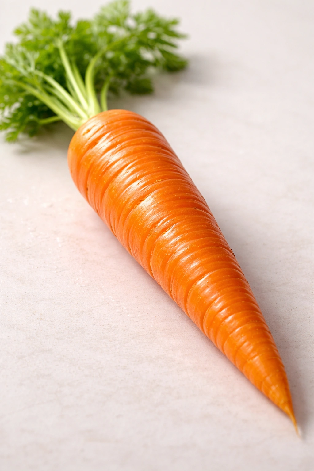Single vibrant carrot on plain surface ready for pickling