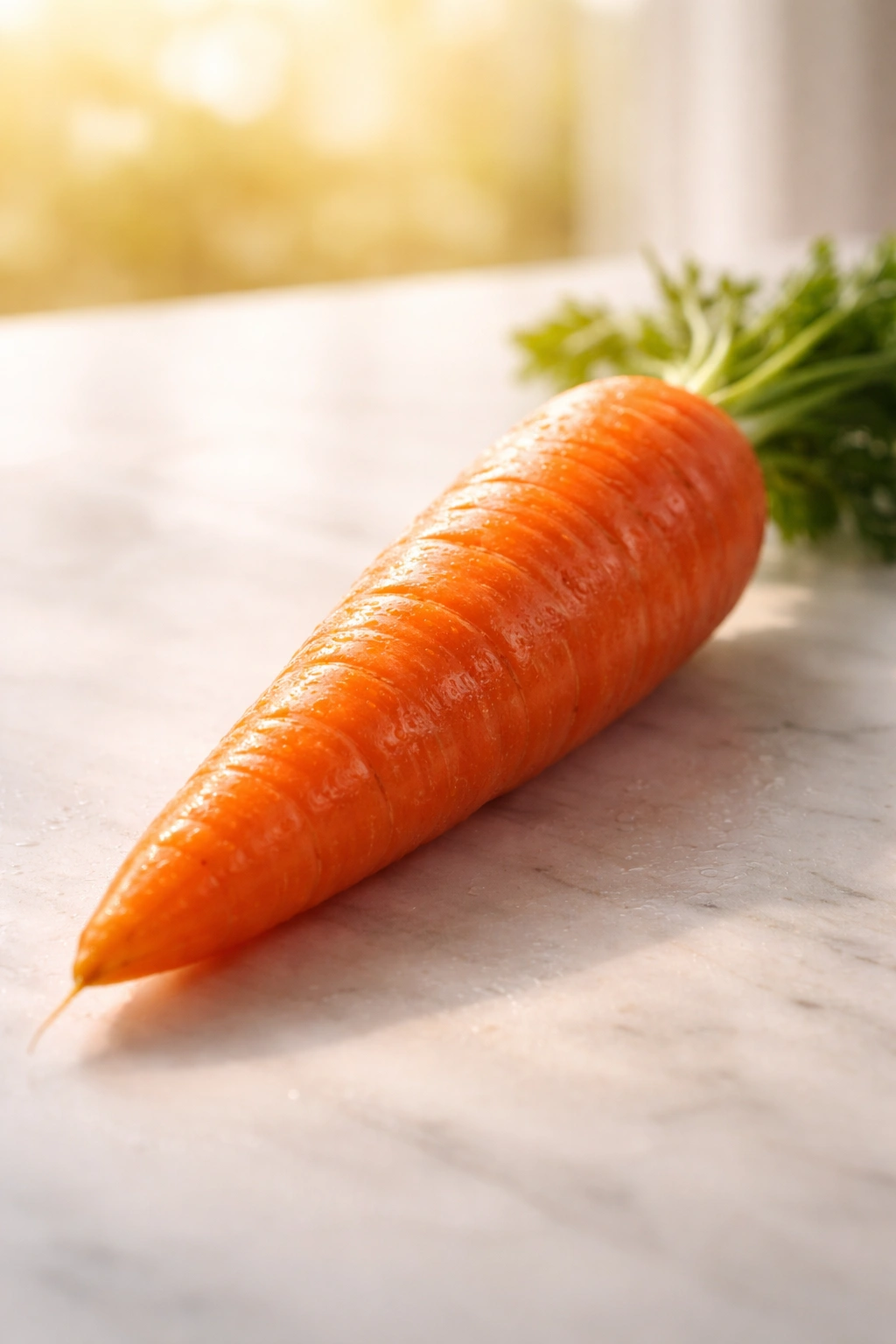 Carrot with warm light highlighting nutrients for skin health