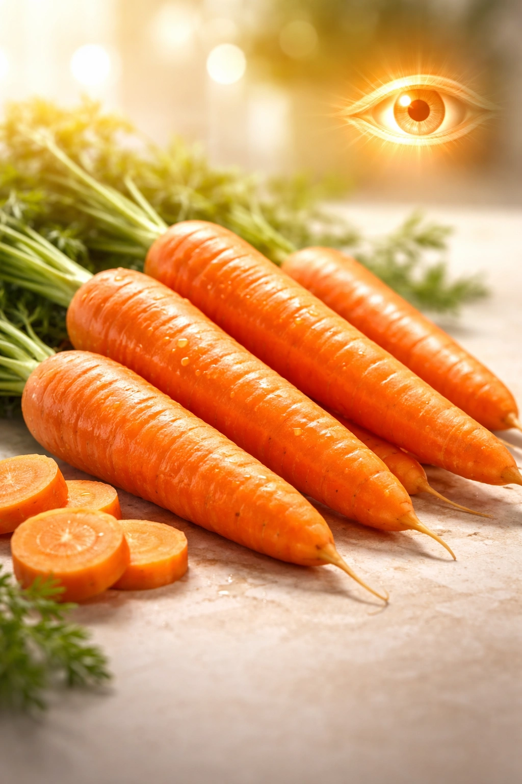 Close-up of orange carrots suggesting eye health benefits