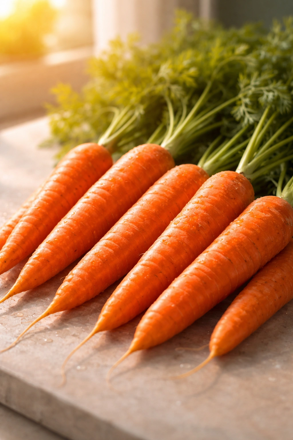 Close-up of orange carrots with soft glow suggesting liver-support