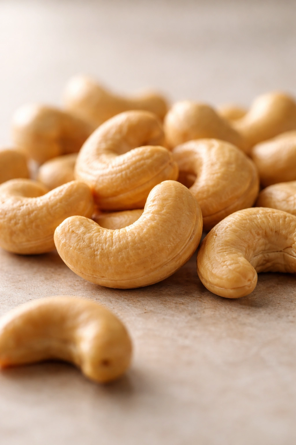 Cashews on neutral surface illustrating balanced nutrition for blood sugar