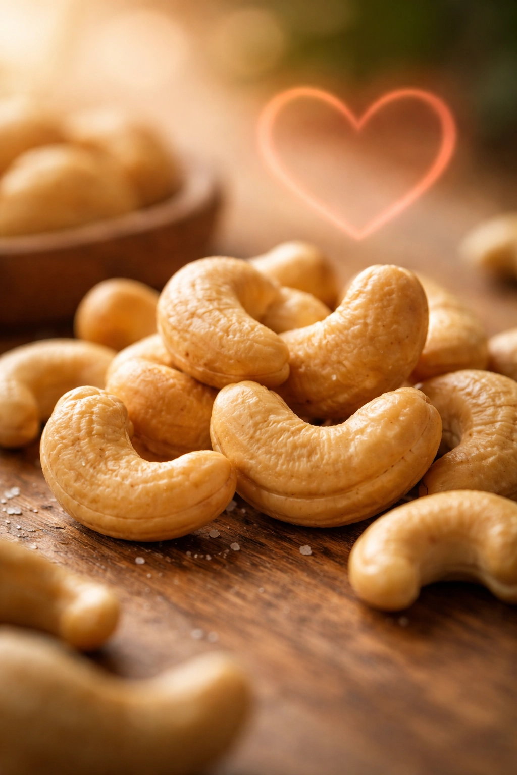 Cashews on gradient background illustrating heart health nutrients for pregnancy