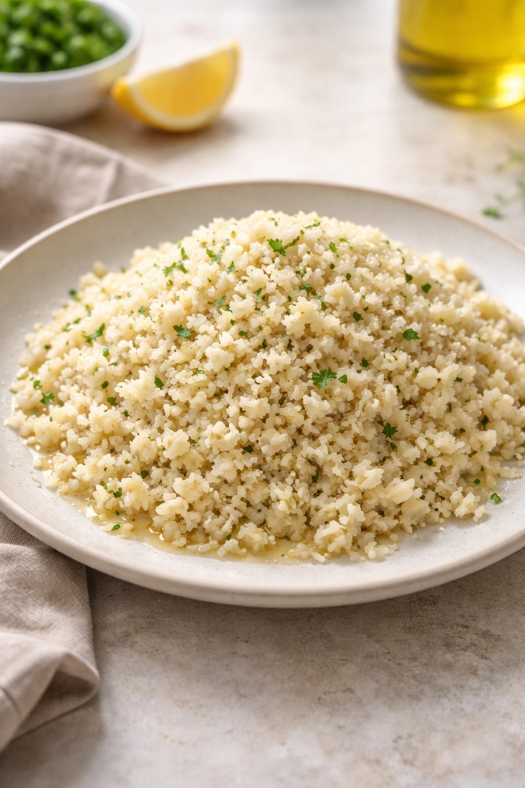Cauliflower rice on a plate