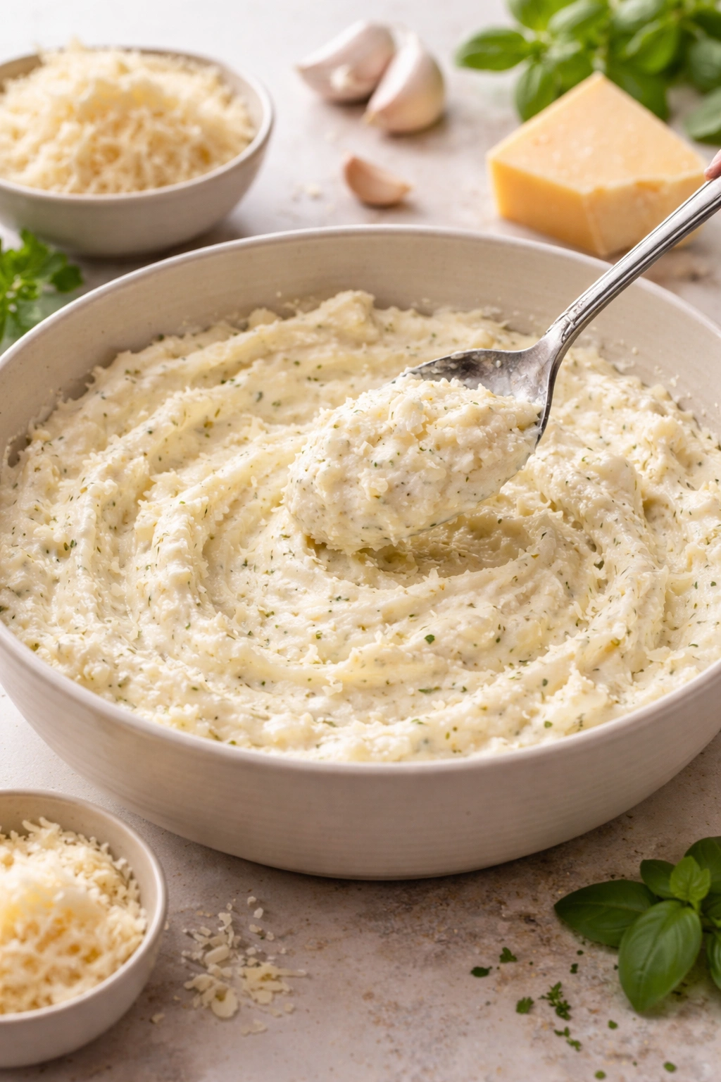 Creamy cheese filling with ricotta mozzarella parmesan