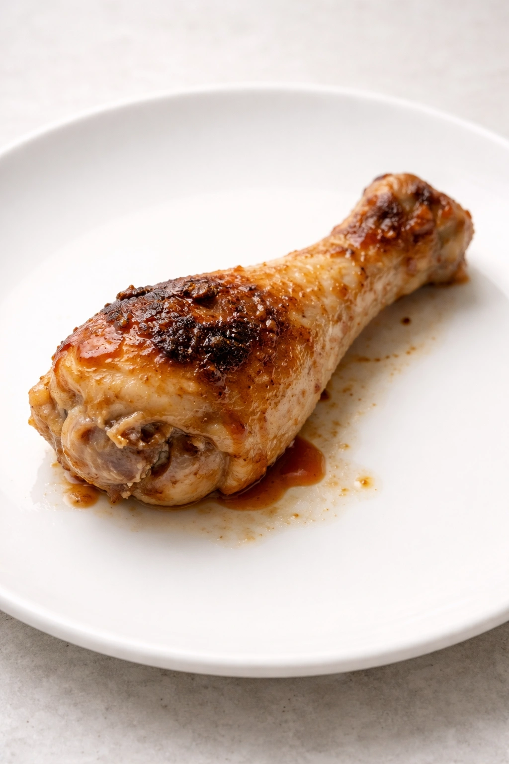 Cooked chicken drumstick showing texture