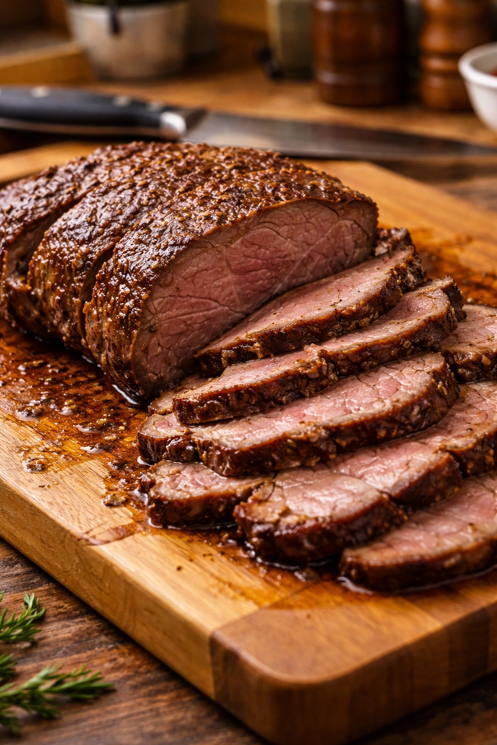 Sliced chuck roast with marbling for French dips