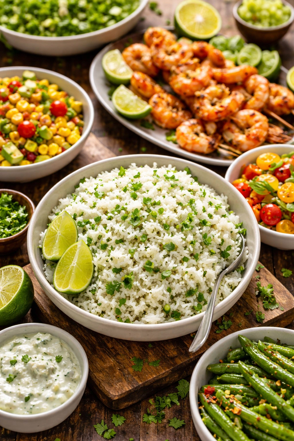 Bowl of cilantro lime rice as a bright side dish