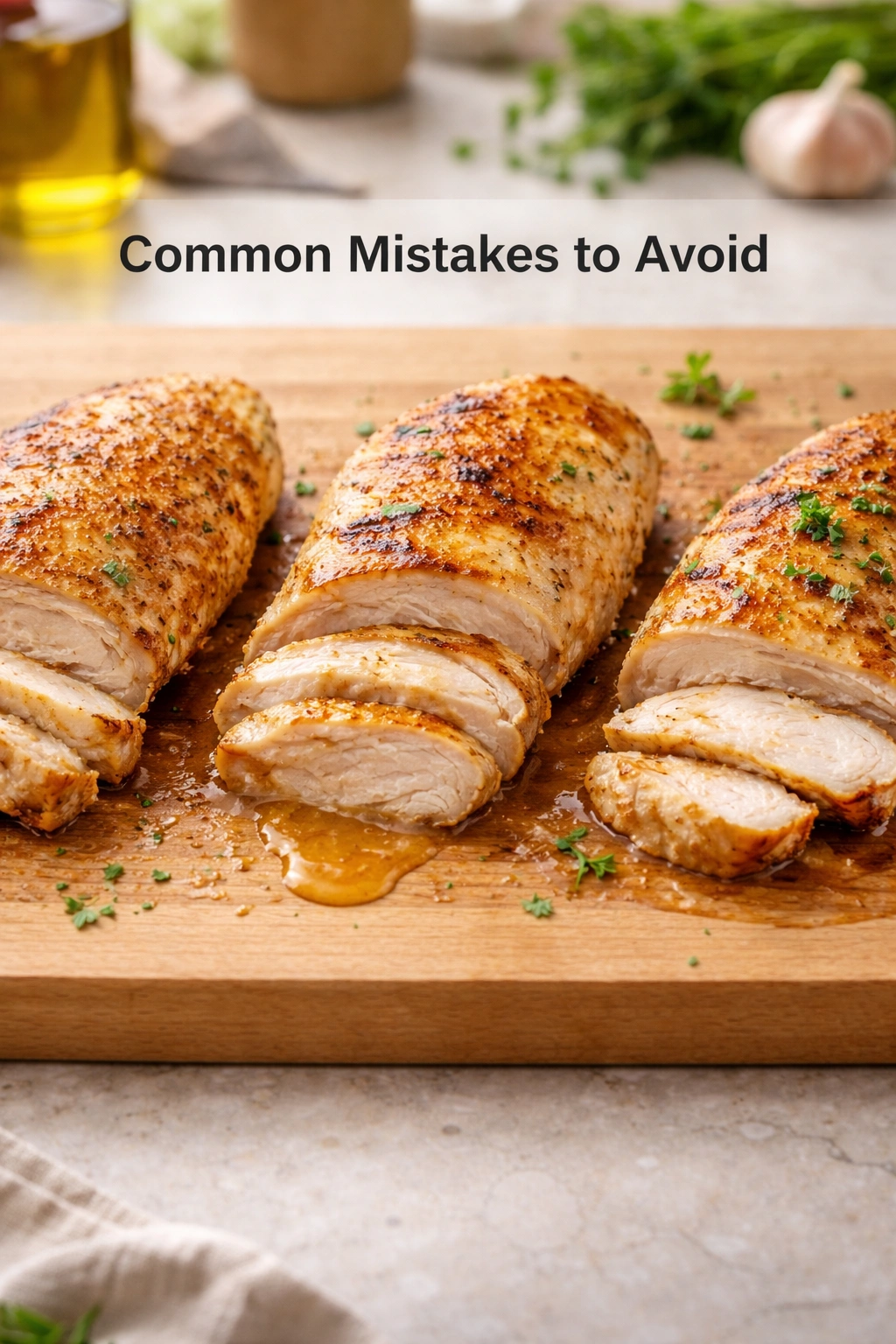Three chicken pieces showing common cooking and storage mistakes