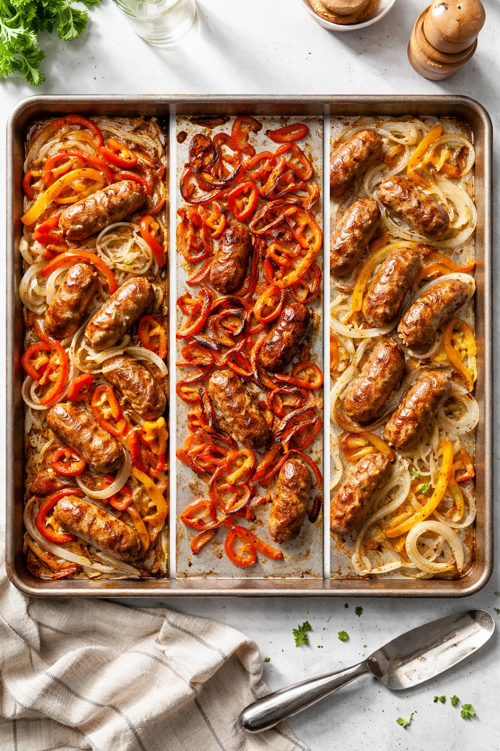 Pan showing common mistakes: overcrowding, thin slices, and uneven browning