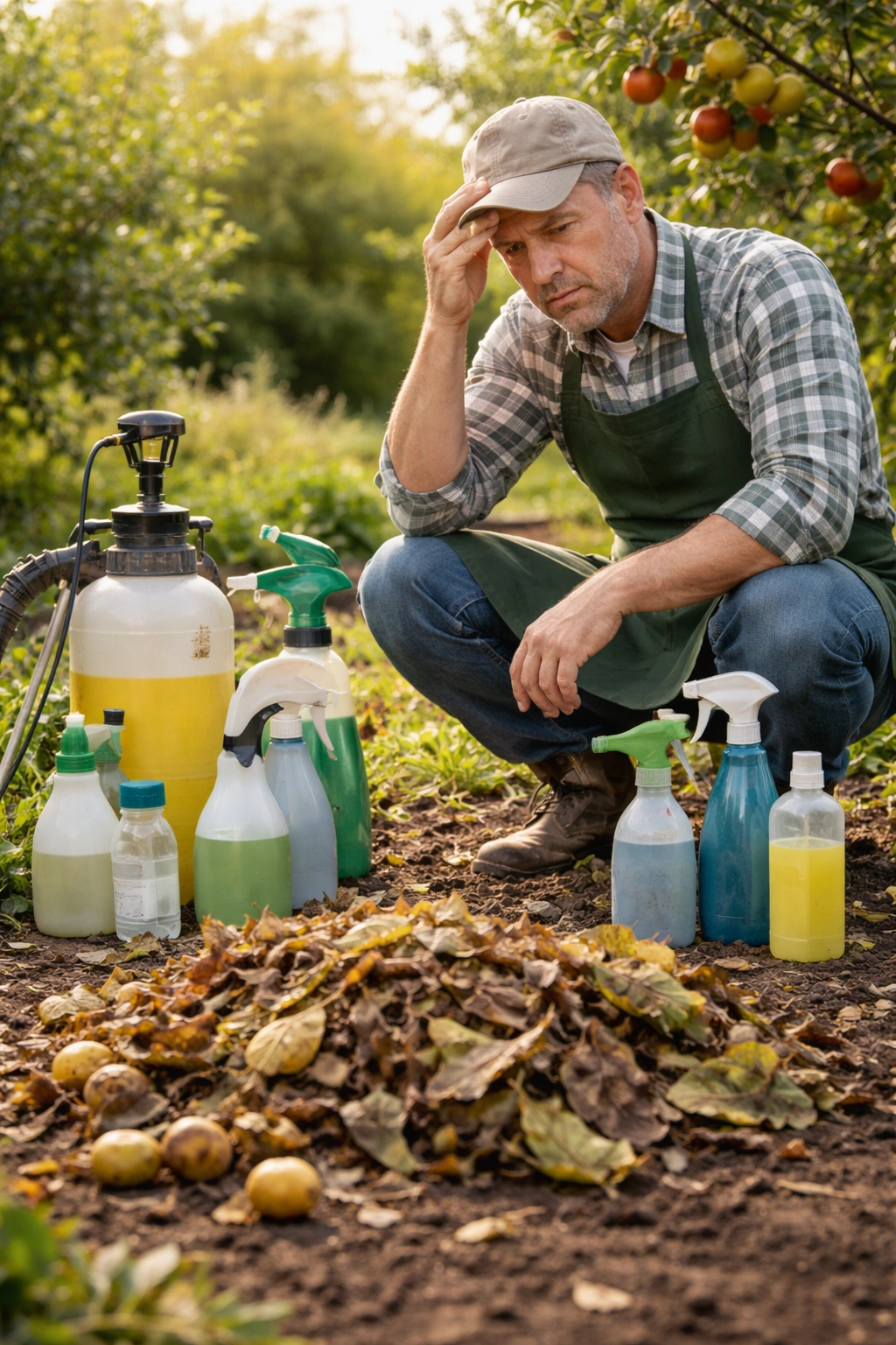 Overuse of pesticides and poor sanitation in fruit garden protection