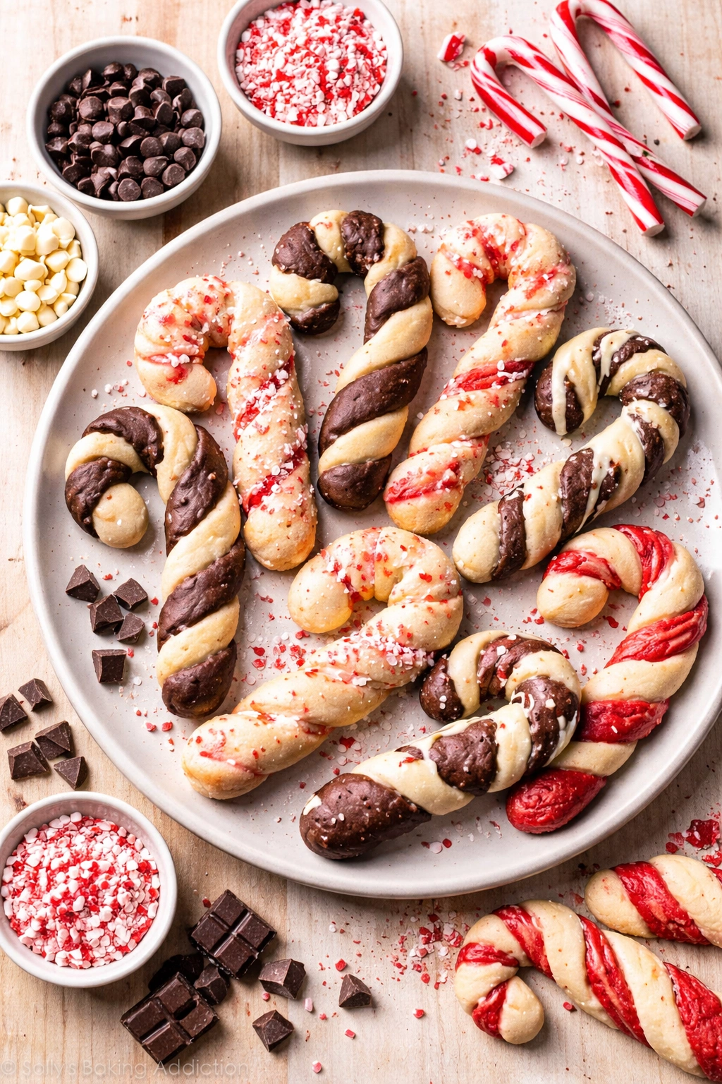 Cookies with dark and white chocolate chips and peppermint flecks