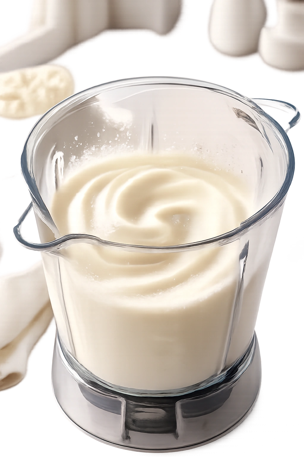 Smooth cottage cheese base in blender for no-bake dough