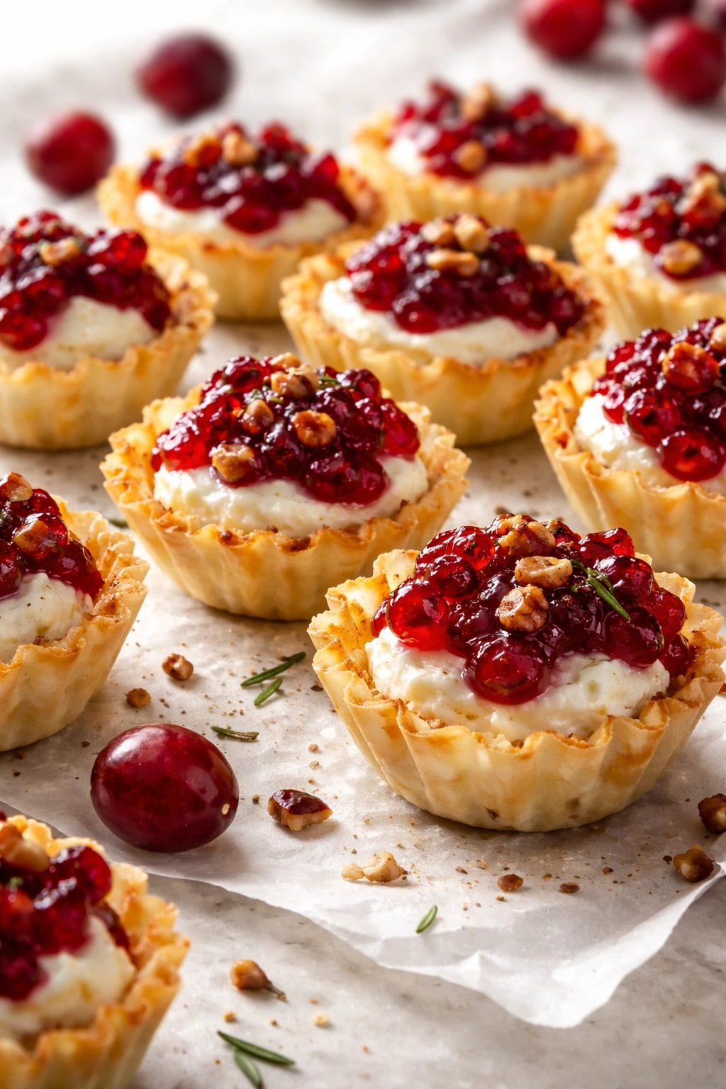 Finished cranberry cheese bites with creamy centers and cranberry bits