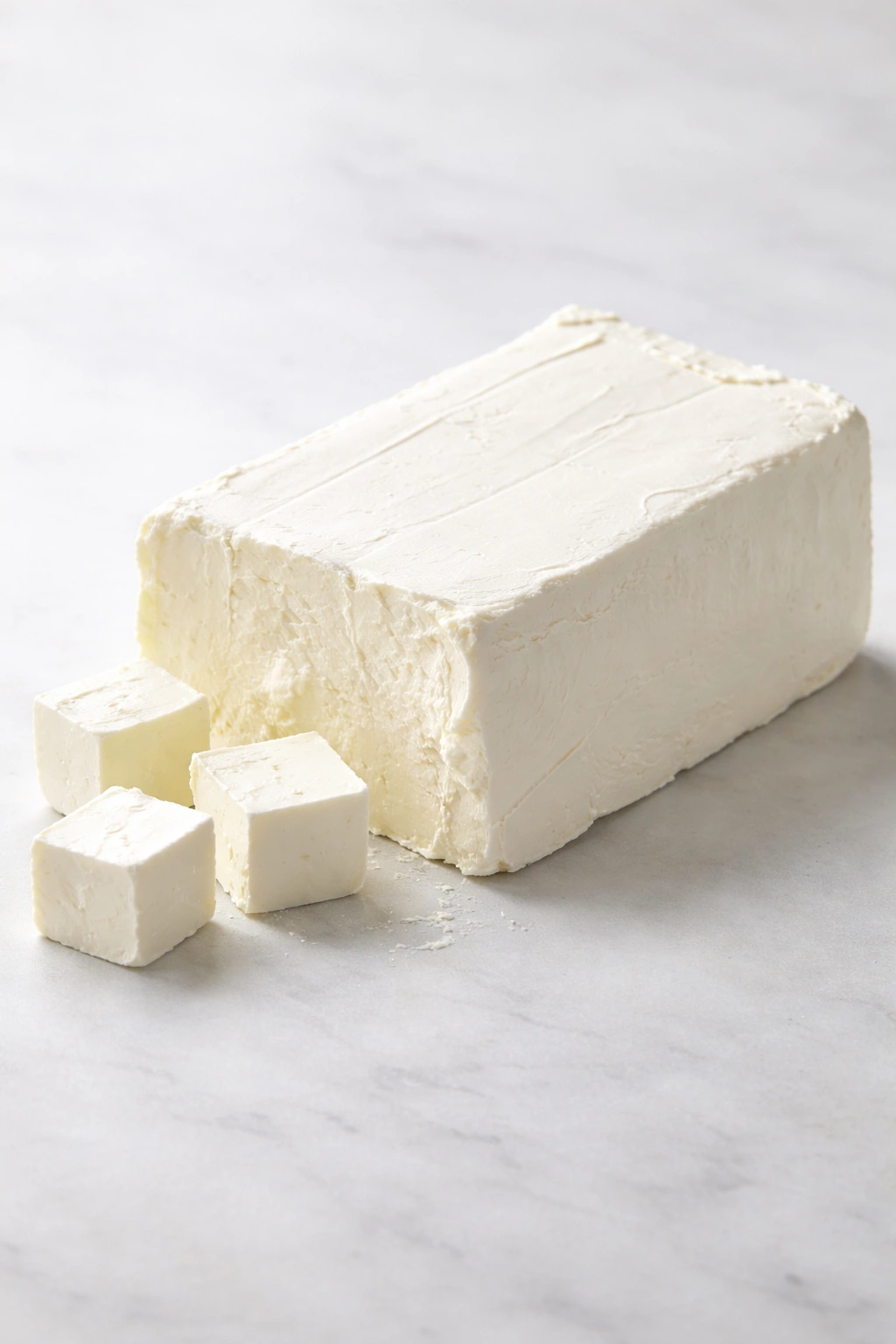 Block of cream cheese on neutral background