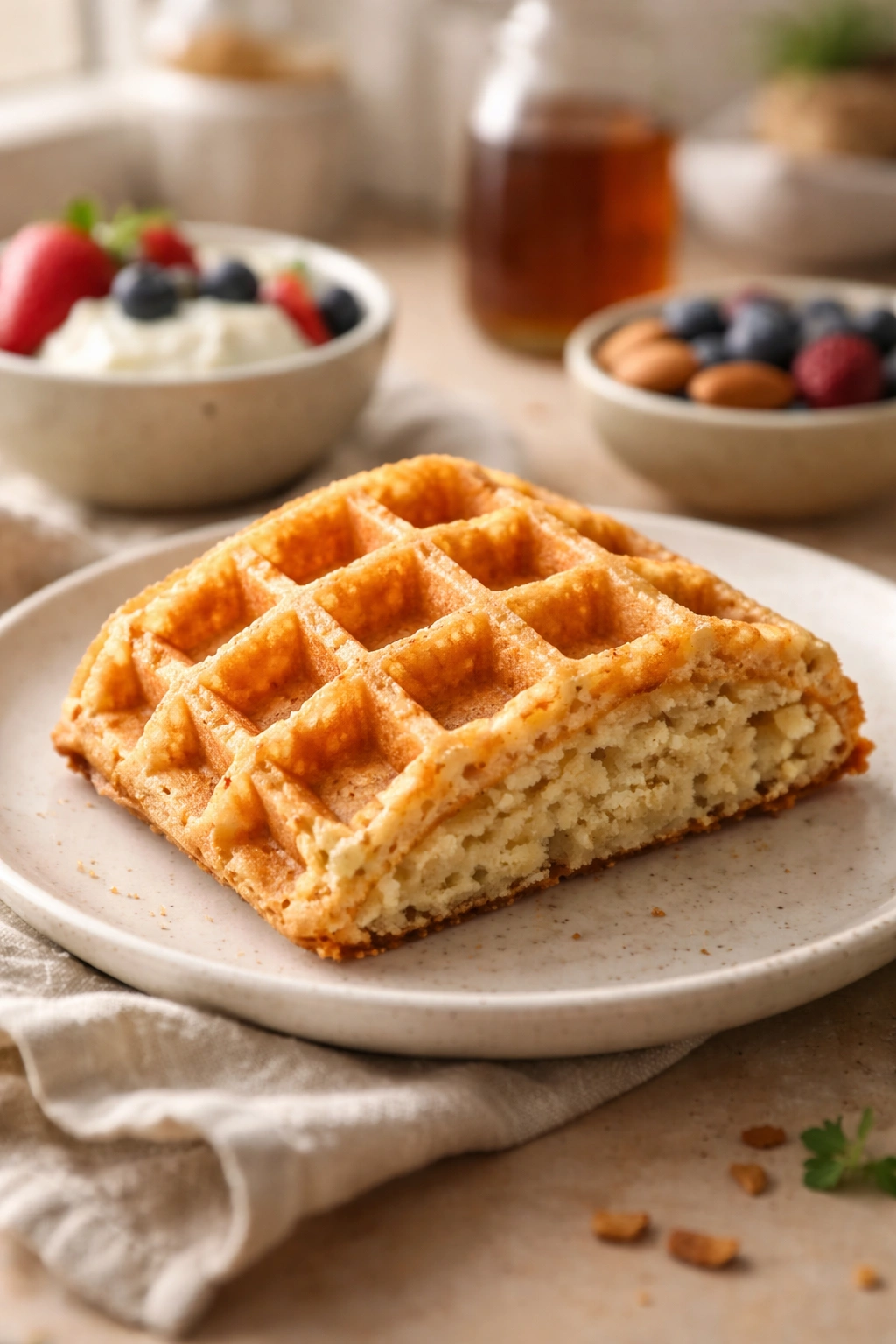 Gluten-free style waffle with dairy-free toppings
