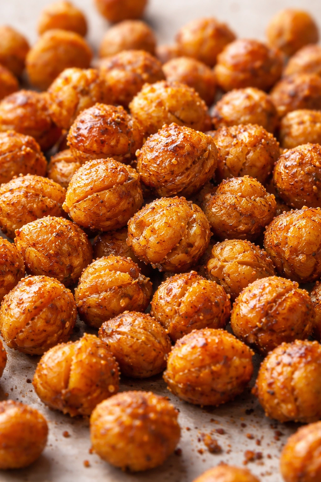 Macro shot of ultra-crispy roasted chickpeas