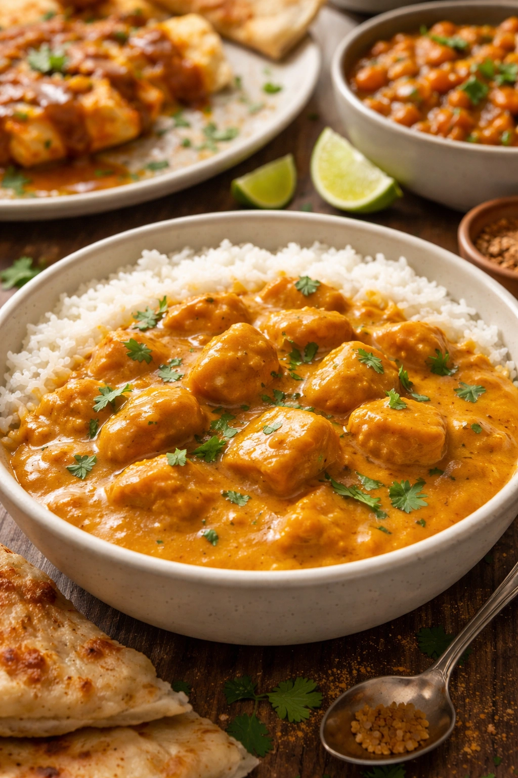 Smooth curry with hidden vegetables blended into the sauce served with rice