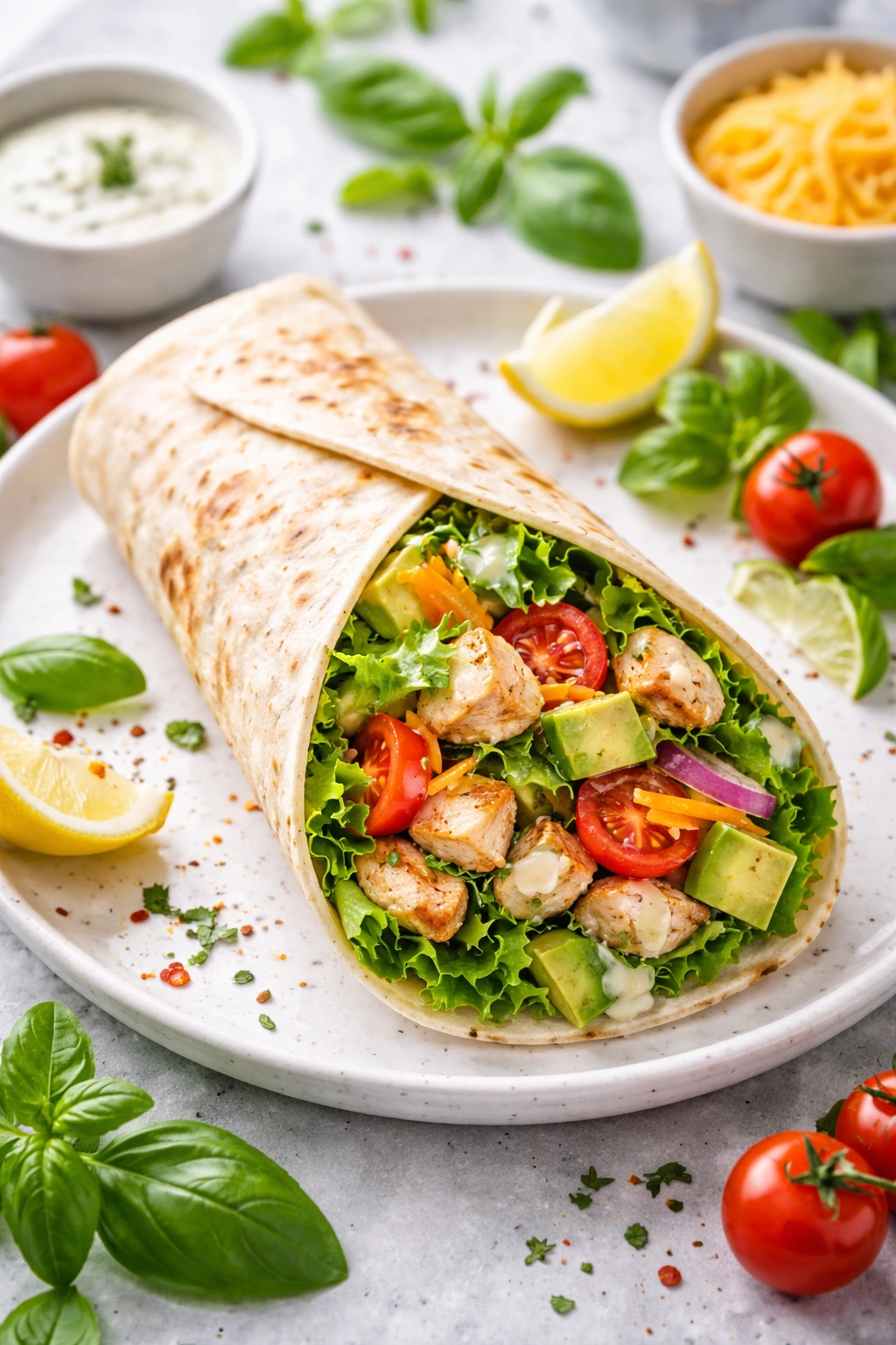 Versatile wrap with varied fillings showing customization options