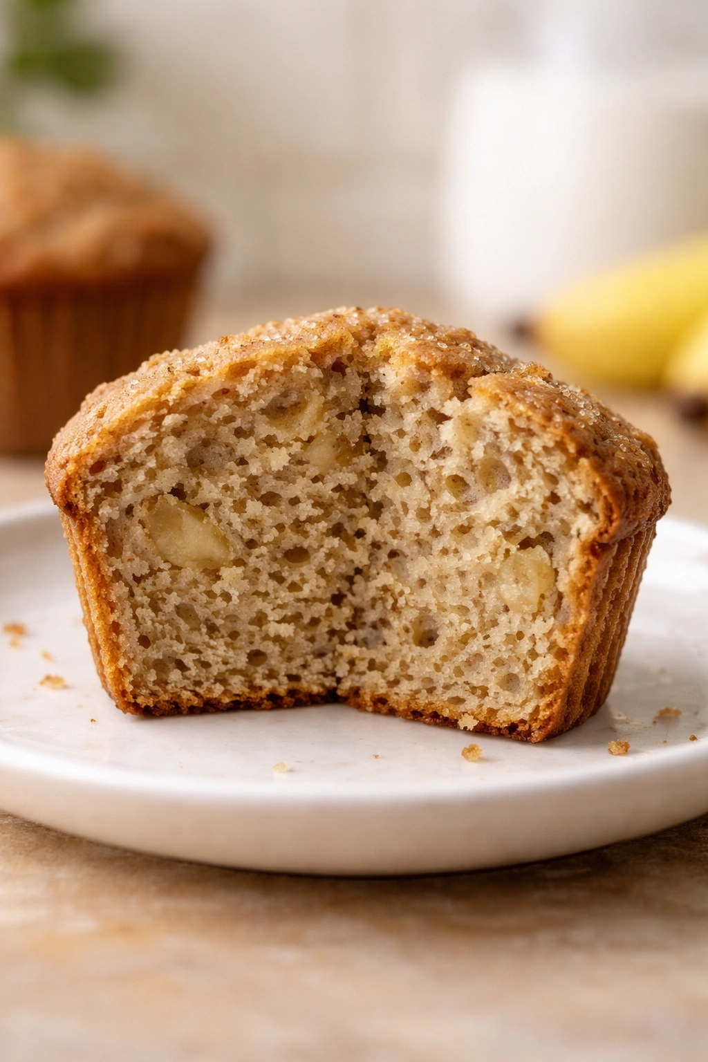 Close-up of a dense muffin cross-section showing tight crumb