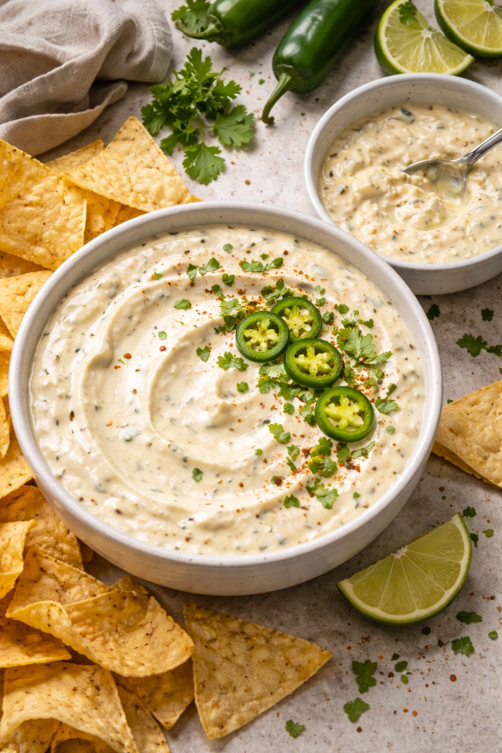 Smooth, glossy dip texture in a bowl showing ideal consistency