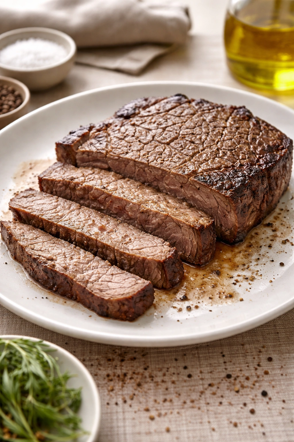 Steak on plate with dry surface illustrating common dry steak mistakes
