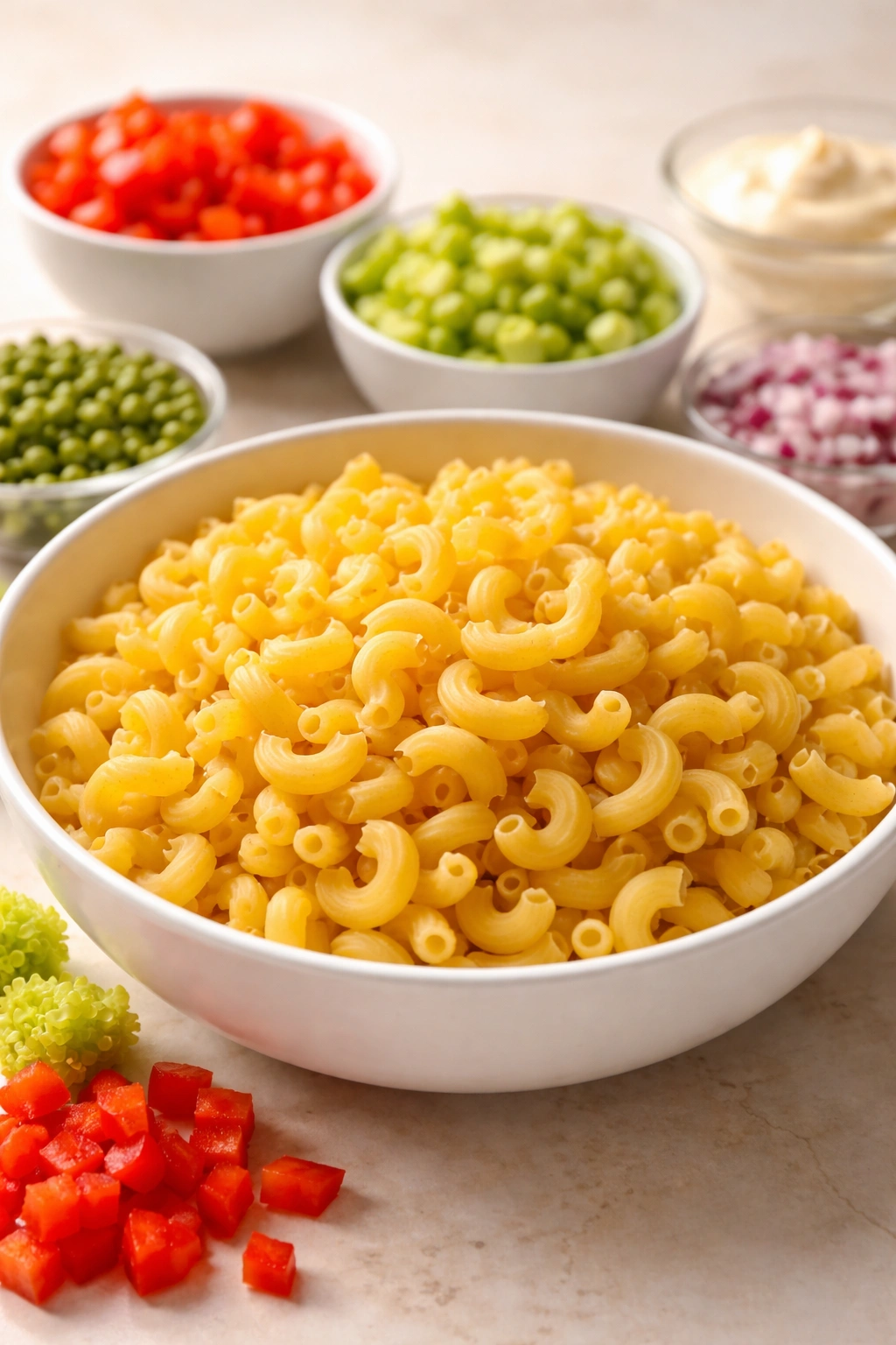 Elbow pasta close-up highlighting its hollow shape