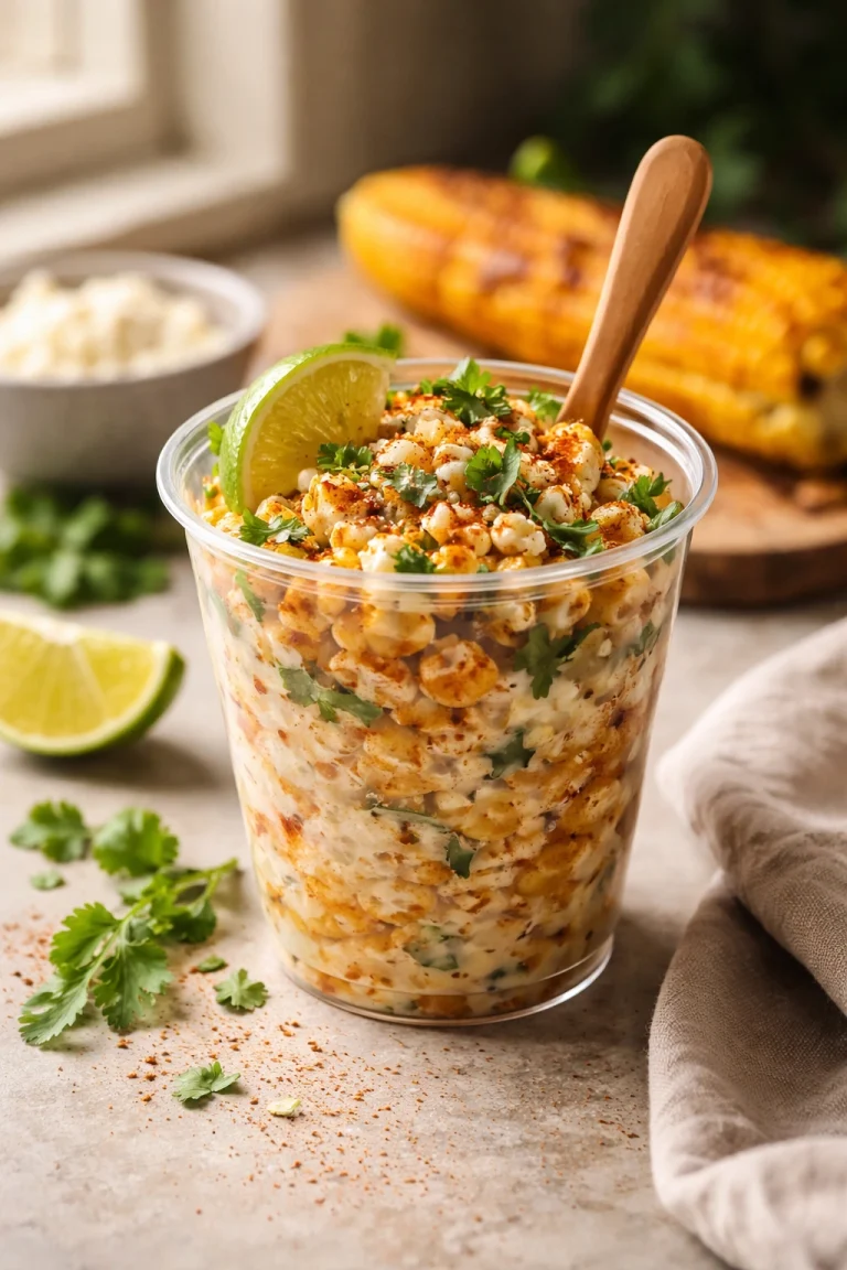 Mexican Elote Street Corn Served in a Cup
