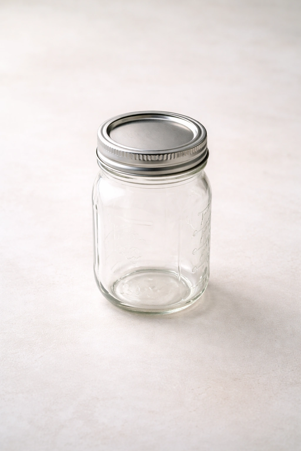 Mason jar on plain surface, no labels