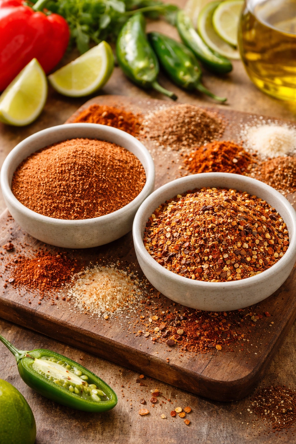 Two bowls of fajita seasoning: store-bought vs homemade.