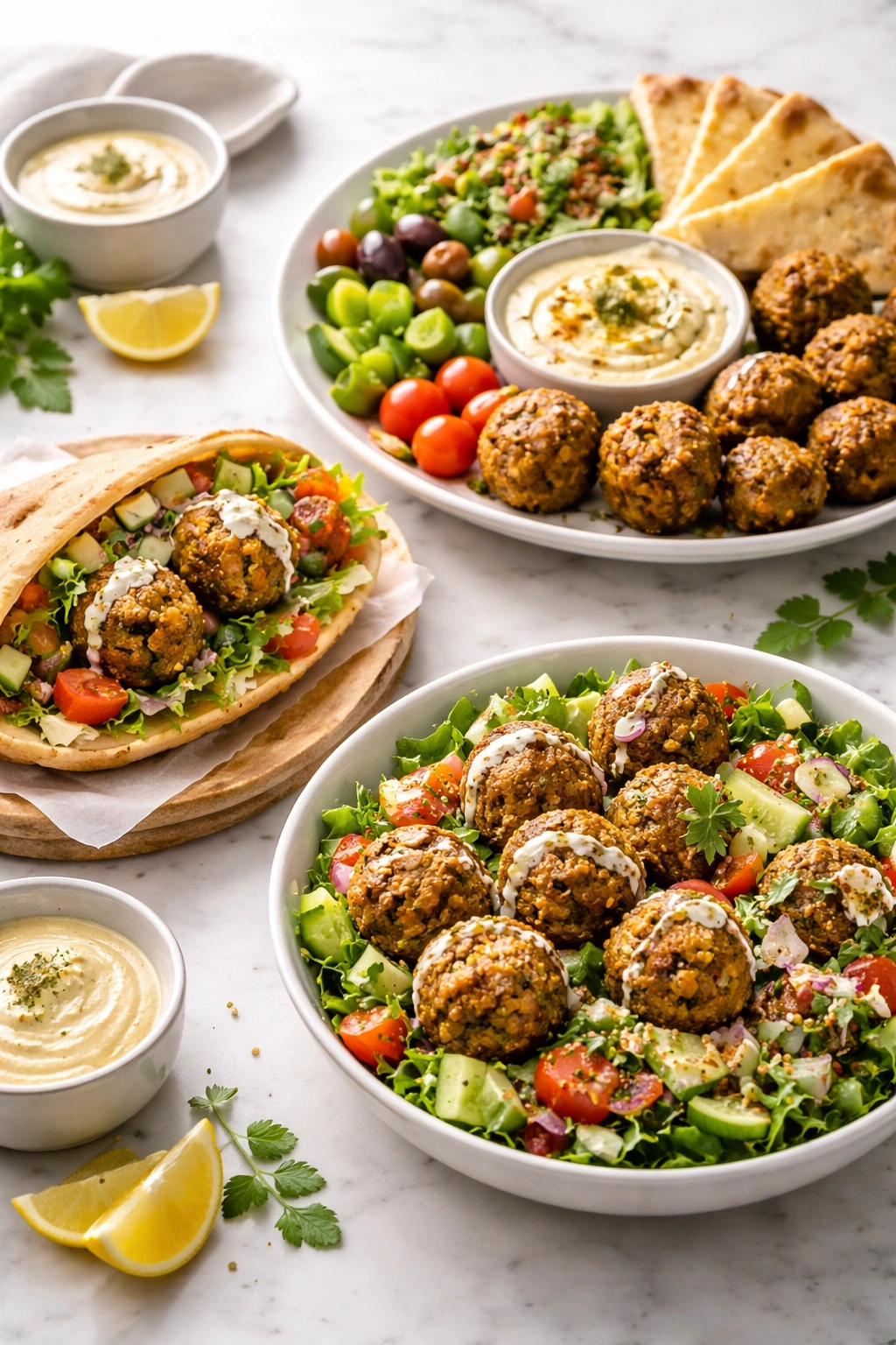 Close-up of golden falafel balls on a clean plate ready for serving