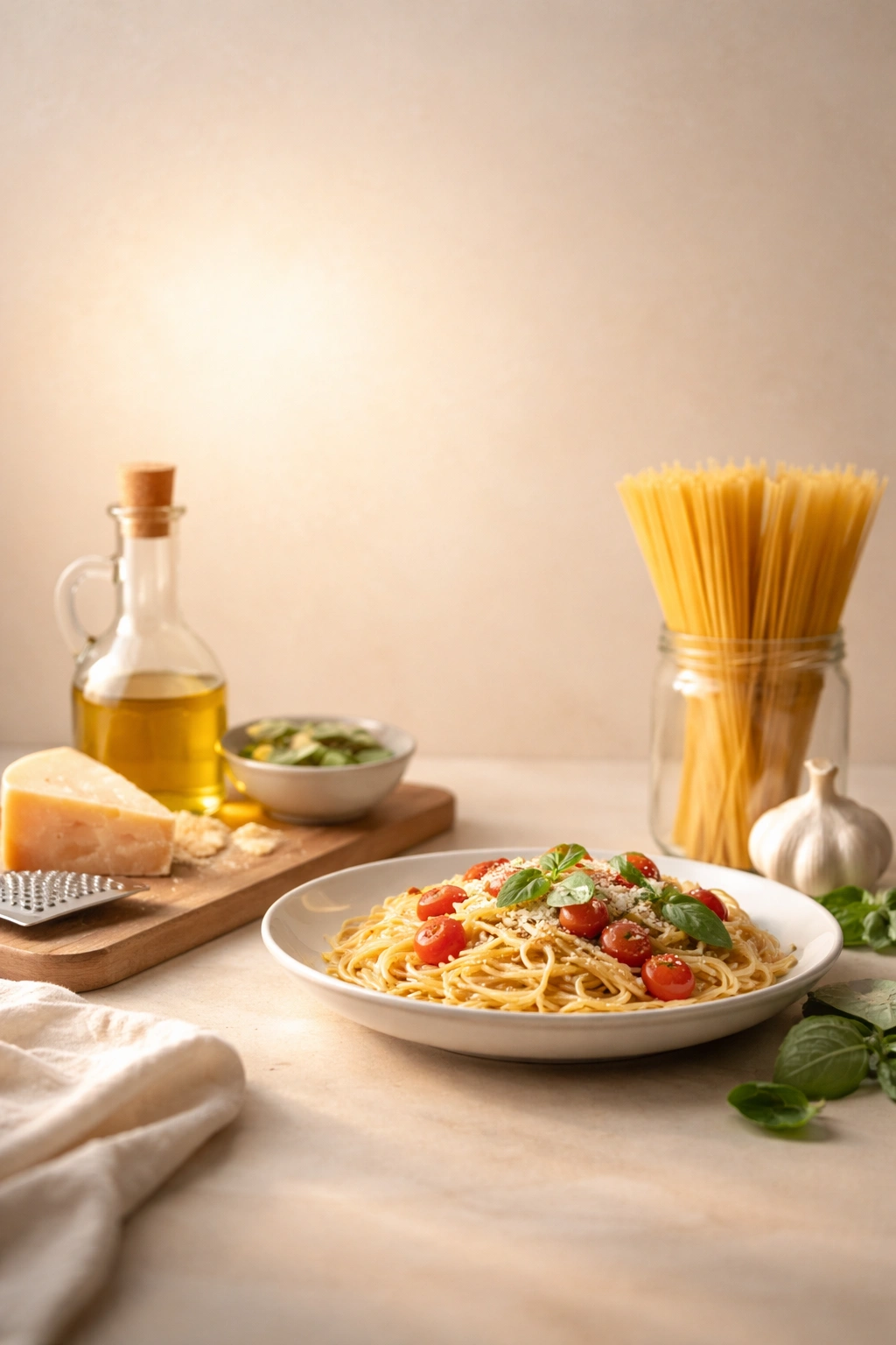 Abstract minimalist composition symbolizing final thoughts about weeknight pasta planning
