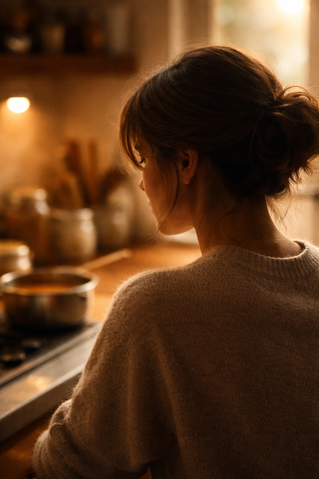 Profile silhouette of a person in warm caramel tones, representing final thoughts on homemade caramel