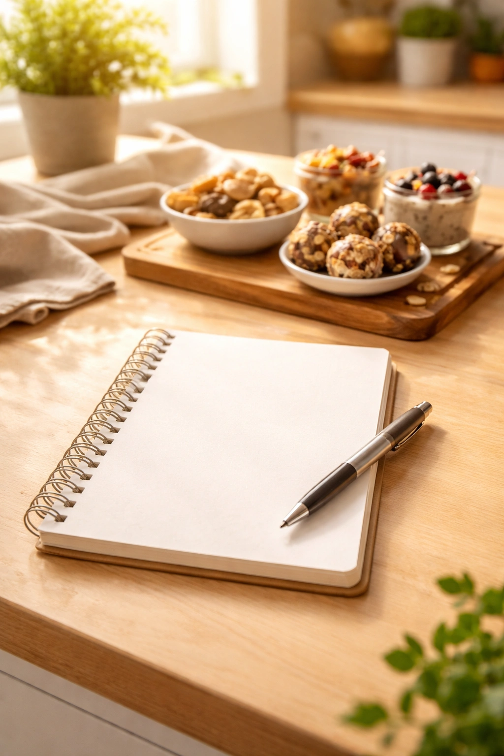 Blank notebook and pen on a clean desk representing final thoughts