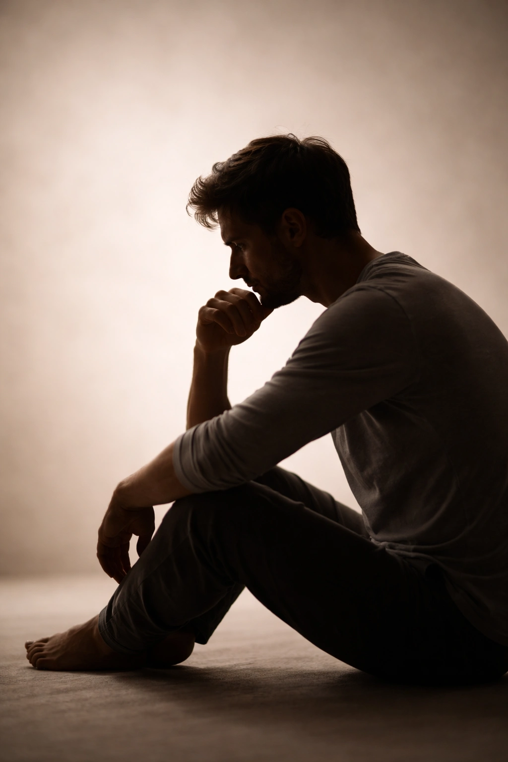 Minimalist silhouette of a person in contemplation