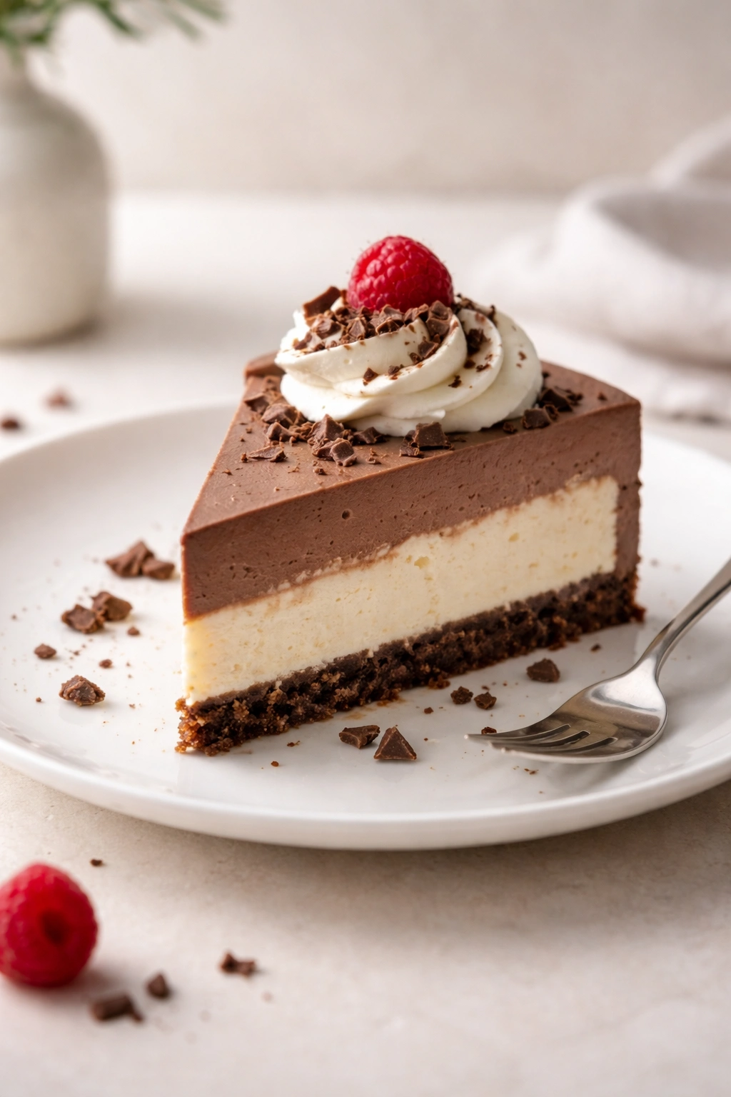 Single keto dessert on plate in calm, minimal setting.