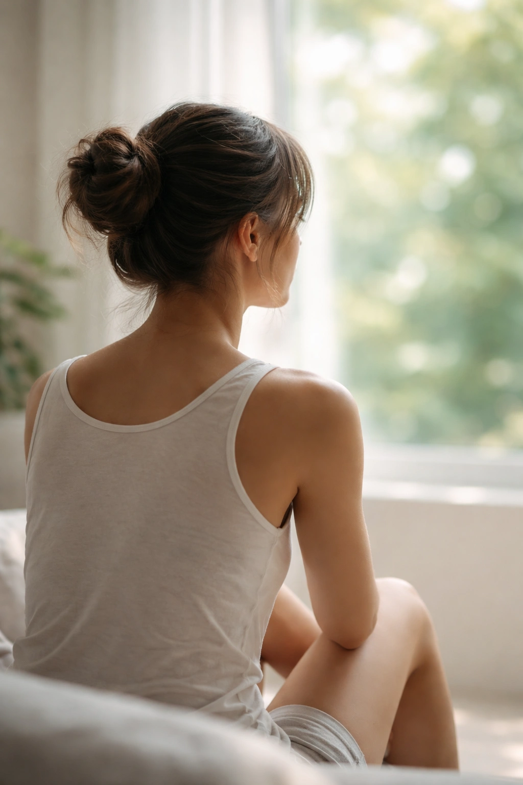 Abstract silhouette of a person thinking in a cool, bright minimal space, symbolizing final thoughts on no-cook meals